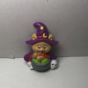 Russ Lapel Pin Halloween Vintage Bear Witch Cauldron Skull 1980s Holiday Brooch